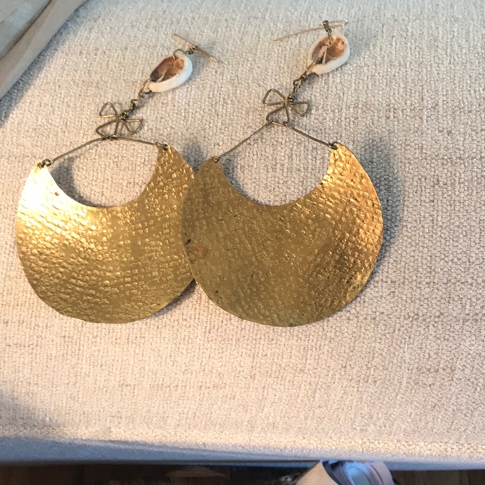 Brass and Cowrie earrings